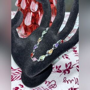 Multicolored Stone White Gold Plated Bracelet NWOT